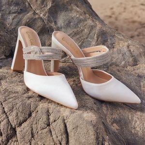 White Satin pumps